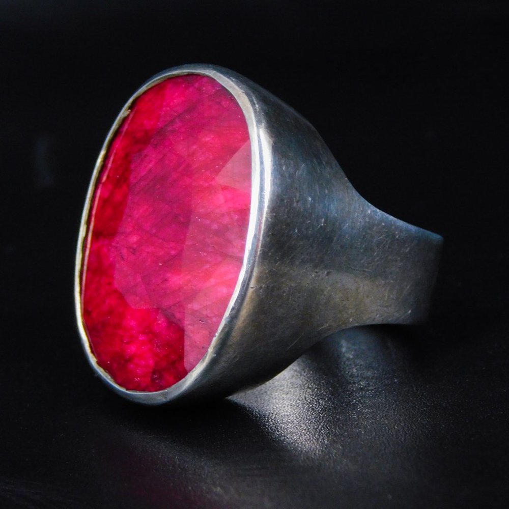 Large Oversized Vintage Raw Ruby Ring. Natural St… - image 5